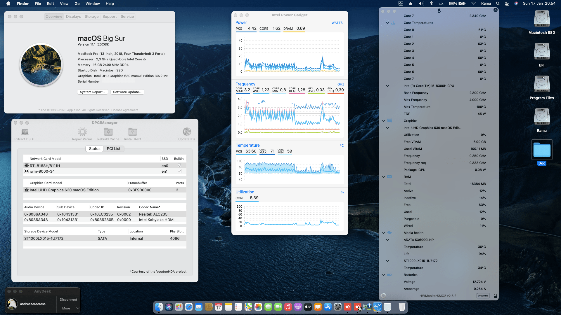 Success Hackintosh macOS Big Sur 11.1 Build 20C69 in Asus TUF FX505GE-I5T61T